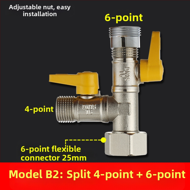 Meďný guľový ventil s uni Tee, závitový, 25 mm hlavný, 20 mm vetva, 100°C
