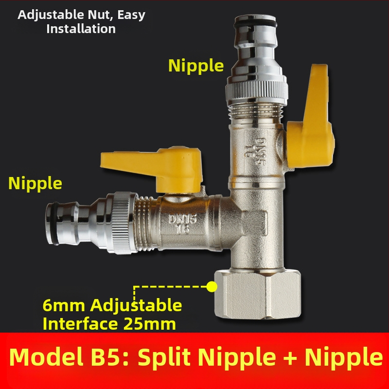 Meďný guľový ventil s uni Tee, závitový, 25 mm hlavný, 20 mm vetva, 100°C