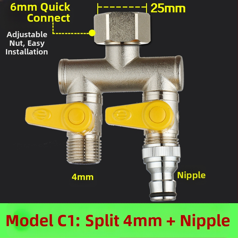 Meďný guľový ventil s uni Tee, závitový, 25 mm hlavný, 20 mm vetva, 100°C