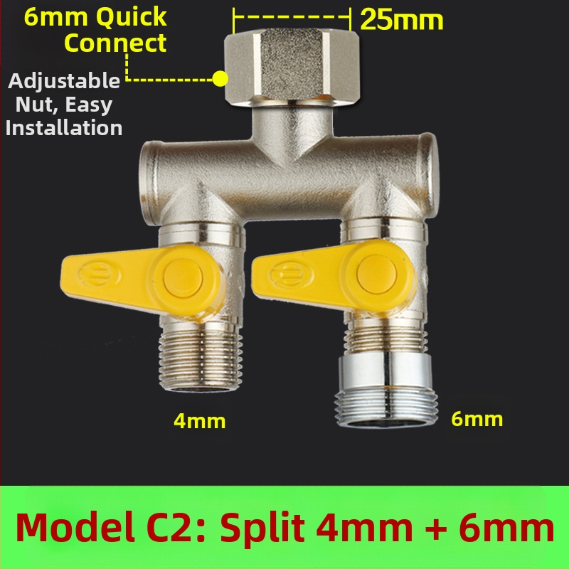 Meďný guľový ventil s uni Tee, závitový, 25 mm hlavný, 20 mm vetva, 100°C