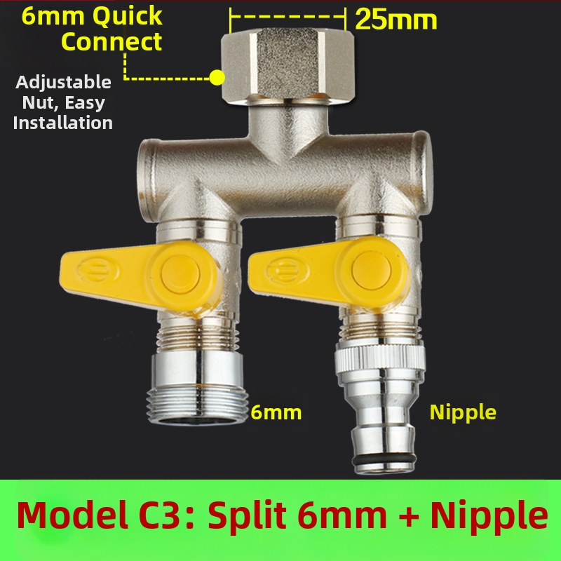 Meďný guľový ventil s uni Tee, závitový, 25 mm hlavný, 20 mm vetva, 100°C