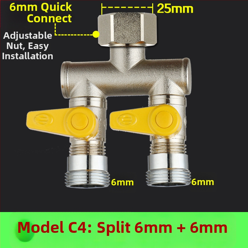 Meďný guľový ventil s uni Tee, závitový, 25 mm hlavný, 20 mm vetva, 100°C