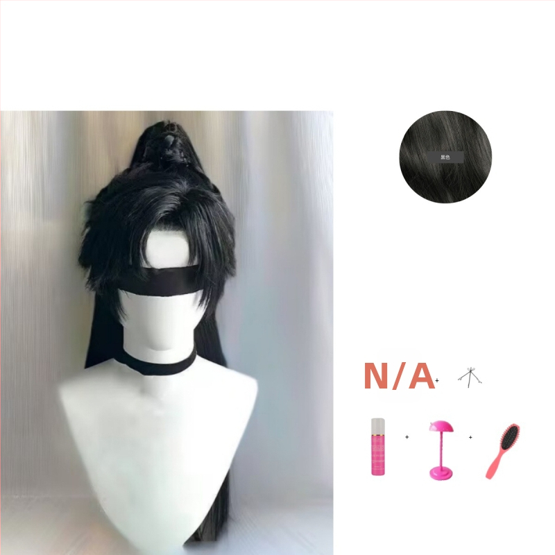 Férfi Hanfu paróka – ősi stílus, hosszú haj, magas konty, teljes fejfedő, hőálló szintetikus szál