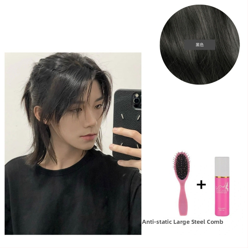 Férfi Hanfu paróka – ősi stílus, hosszú haj, magas konty, teljes fejfedő, hőálló szintetikus szál