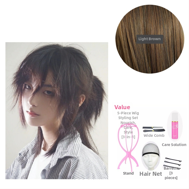 Férfi Hanfu paróka – ősi stílus, hosszú haj, magas konty, teljes fejfedő, hőálló szintetikus szál