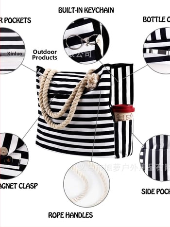 Dámska kabelka s veľkou kapacitou, Oxford látka, vodorovný štvorcový tvar, magnetické zapínanie, vnútorné vrecká na zips a vrecko na telefón