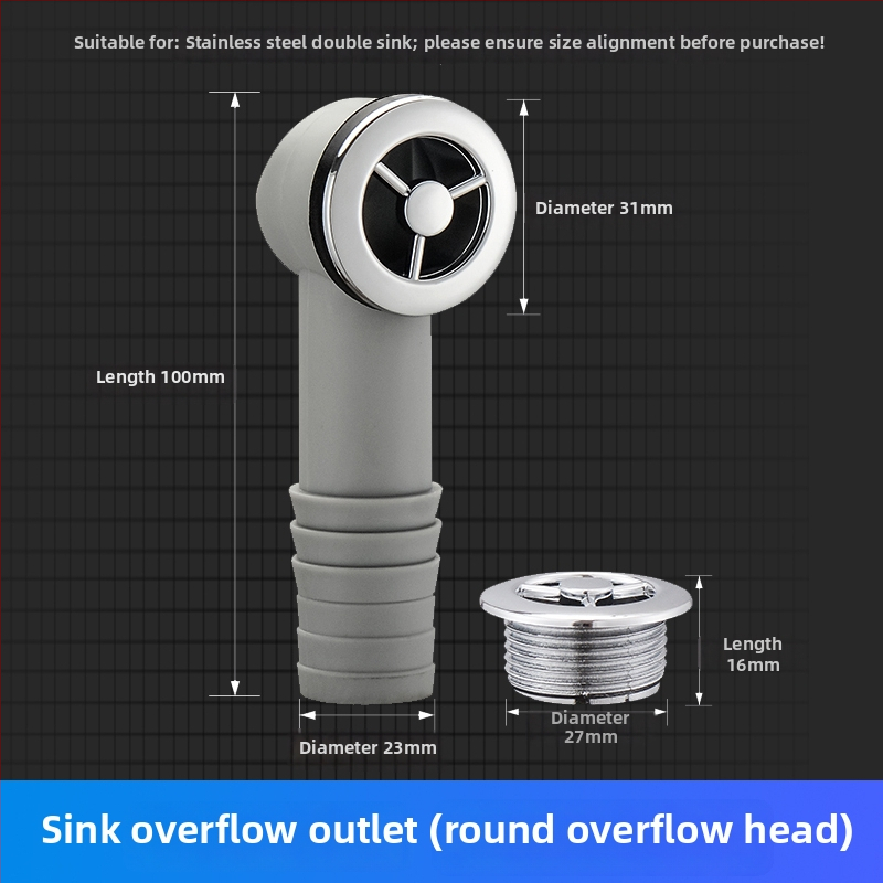 Rúrka proti pretečeniu kuchynského drezu, 3-cestný odvod, pre jeden aj dva drezy, ABS+ EVA, CE certifikát