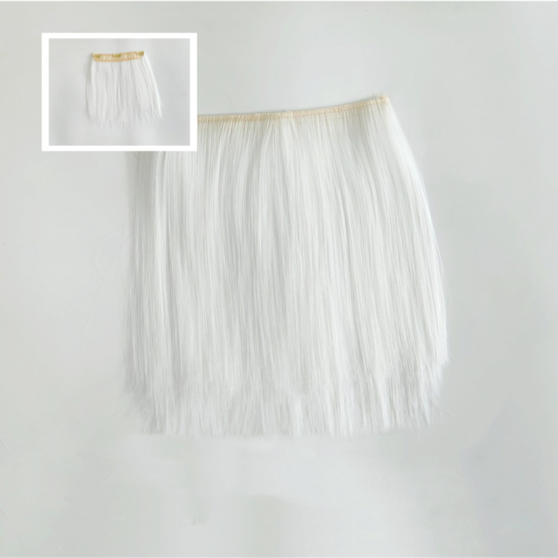 Piesă de perucă pentru păpuși din bumbac - fibră de înaltă temperatură, păr drept, model 2023-038, cu clipsuri, nu poate fi vopsită sau periată