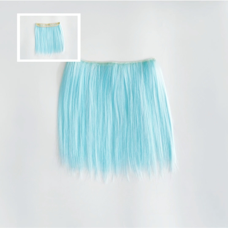 Piesă de perucă pentru păpuși din bumbac - fibră de înaltă temperatură, păr drept, model 2023-038, cu clipsuri, nu poate fi vopsită sau periată