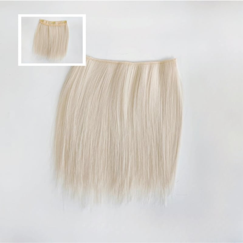 Piesă de perucă pentru păpuși din bumbac - fibră de înaltă temperatură, păr drept, model 2023-038, cu clipsuri, nu poate fi vopsită sau periată