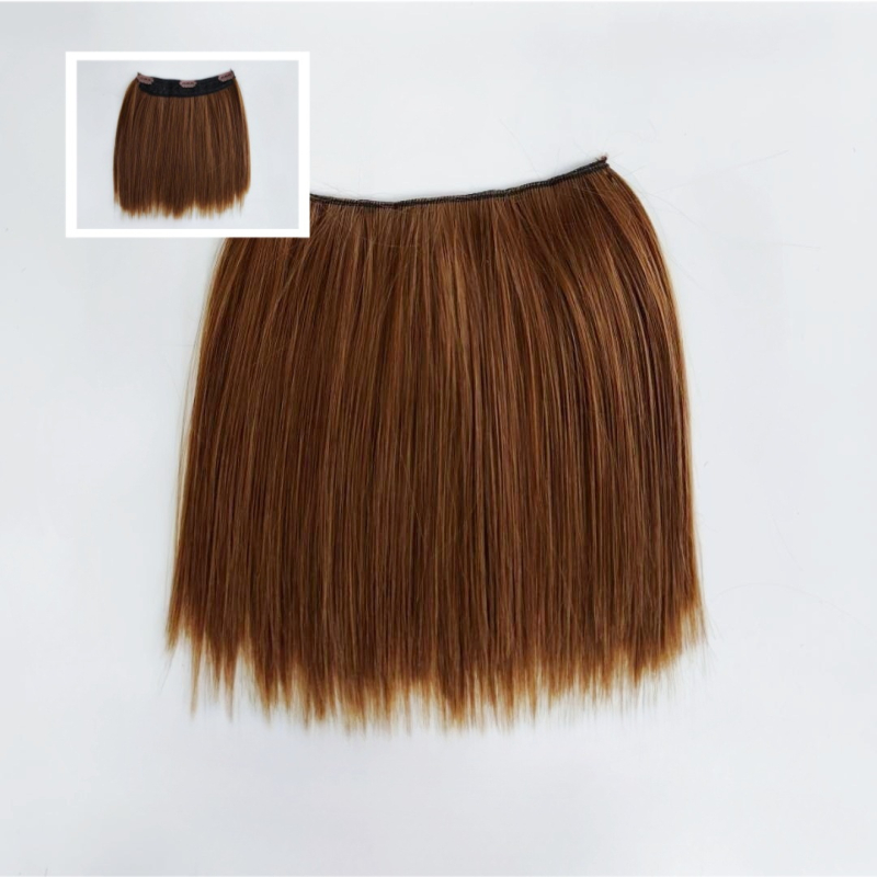 Piesă de perucă pentru păpuși din bumbac - fibră de înaltă temperatură, păr drept, model 2023-038, cu clipsuri, nu poate fi vopsită sau periată