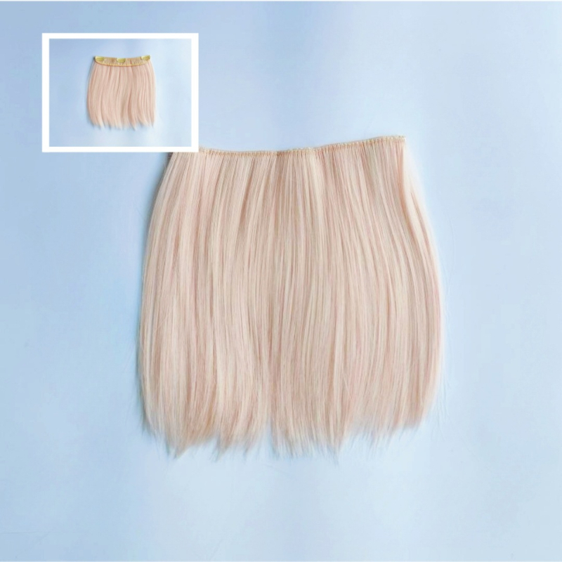 Piesă de perucă pentru păpuși din bumbac - fibră de înaltă temperatură, păr drept, model 2023-038, cu clipsuri, nu poate fi vopsită sau periată