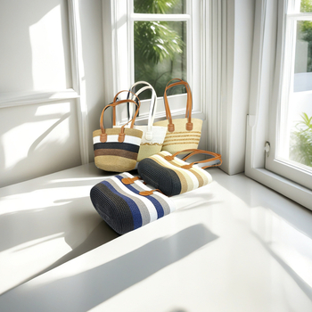 Τσάντα Tote από Straw Paper με φερμουάρ, επένδυση από γρασίδι, διπλοί ιμάντες για αναψυχή ταξίδι – στυλ Mix and Match