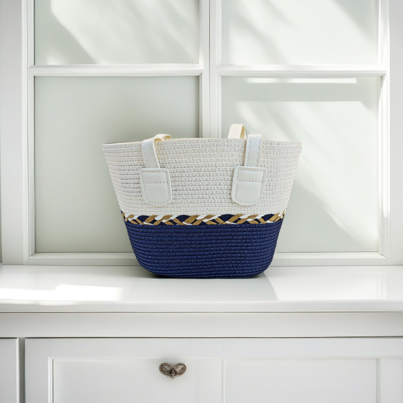 Τσάντα Tote από Straw Paper με φερμουάρ, επένδυση από γρασίδι, διπλοί ιμάντες για αναψυχή ταξίδι – στυλ Mix and Match