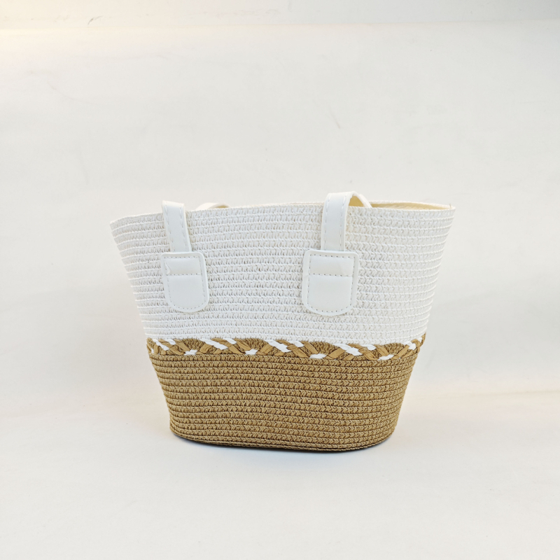 Τσάντα Tote από Straw Paper με φερμουάρ, επένδυση από γρασίδι, διπλοί ιμάντες για αναψυχή ταξίδι – στυλ Mix and Match