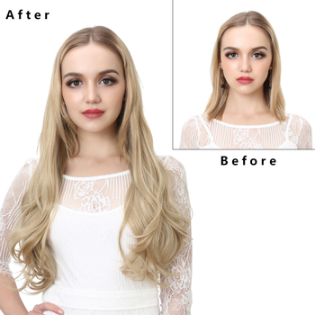 Perucă, semi-perucă în formă de U, fără cusături vizibile, păr rezistent la temperaturi înalte, model UH17