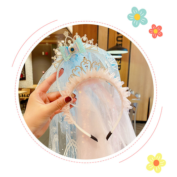 Дантелена детска диадема с кралска корона — ръчно изработена, принцески стил, аксесоар за коса