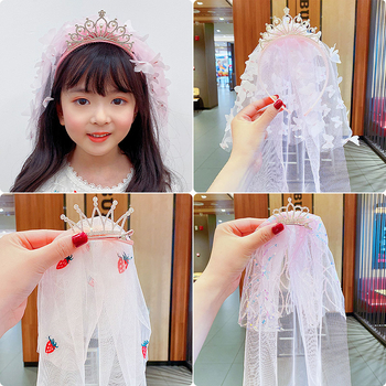 Дантелена детска диадема с кралска корона — ръчно изработена, принцески стил, аксесоар за коса