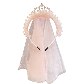 Дантелена детска диадема с кралска корона — ръчно изработена, принцески стил, аксесоар за коса