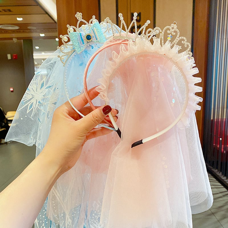 Дантелена детска диадема с кралска корона — ръчно изработена, принцески стил, аксесоар за коса