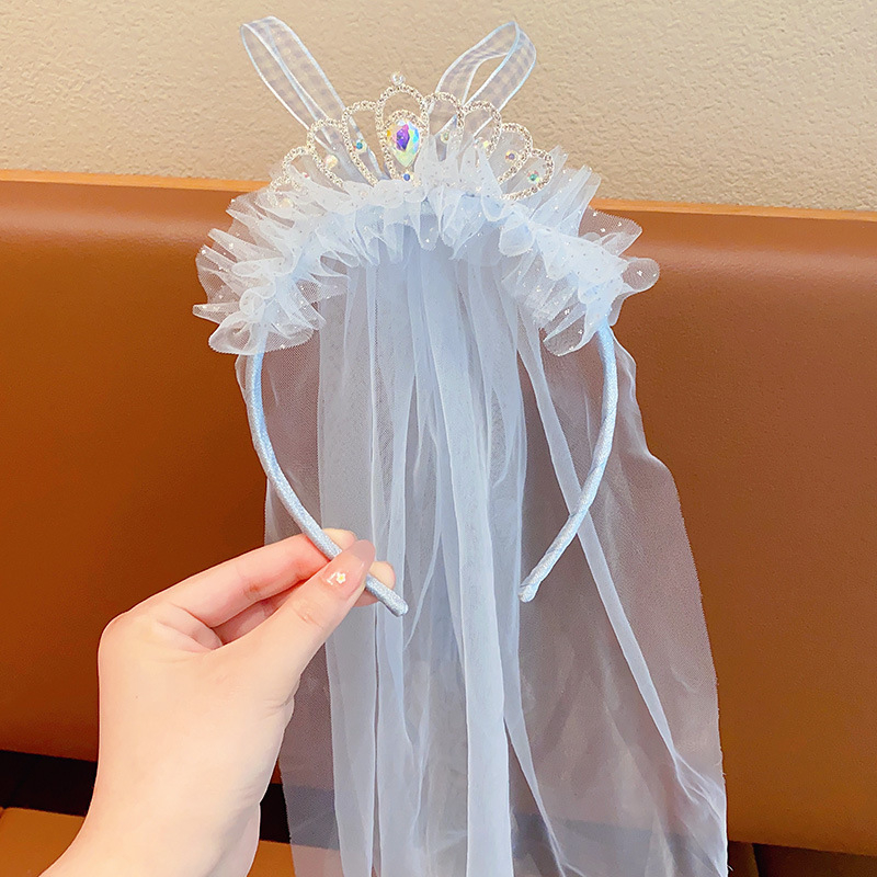 Дантелена детска диадема с кралска корона — ръчно изработена, принцески стил, аксесоар за коса