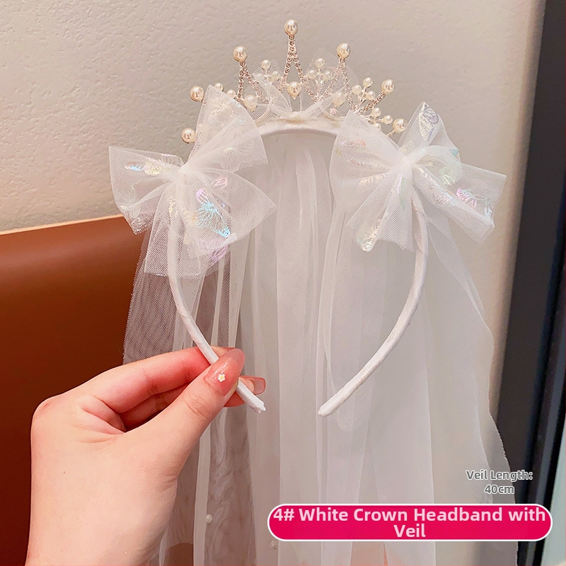 Дантелена детска диадема с кралска корона — ръчно изработена, принцески стил, аксесоар за коса