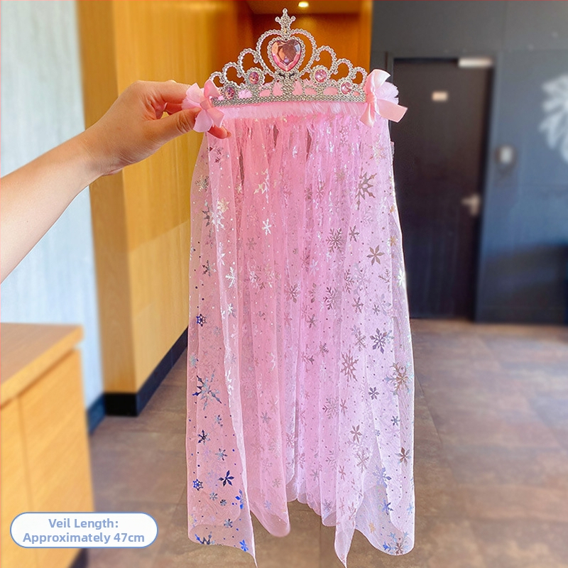 Дантелена детска диадема с кралска корона — ръчно изработена, принцески стил, аксесоар за коса