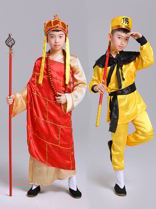 Sada kostýmov pre rolu: Tang Seng, Sun Wukong, Zhu Bajie, Sha Seng; polyester; vhodné pre rolové hranie v animáciách; pre deti do 17 rokov