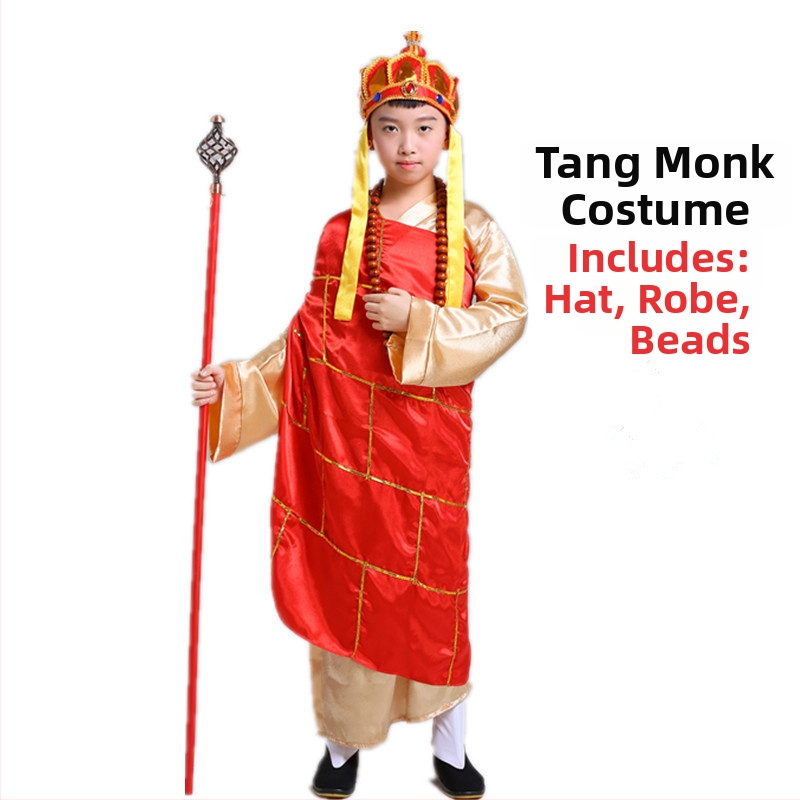 Sada kostýmov pre rolu: Tang Seng, Sun Wukong, Zhu Bajie, Sha Seng; polyester; vhodné pre rolové hranie v animáciách; pre deti do 17 rokov