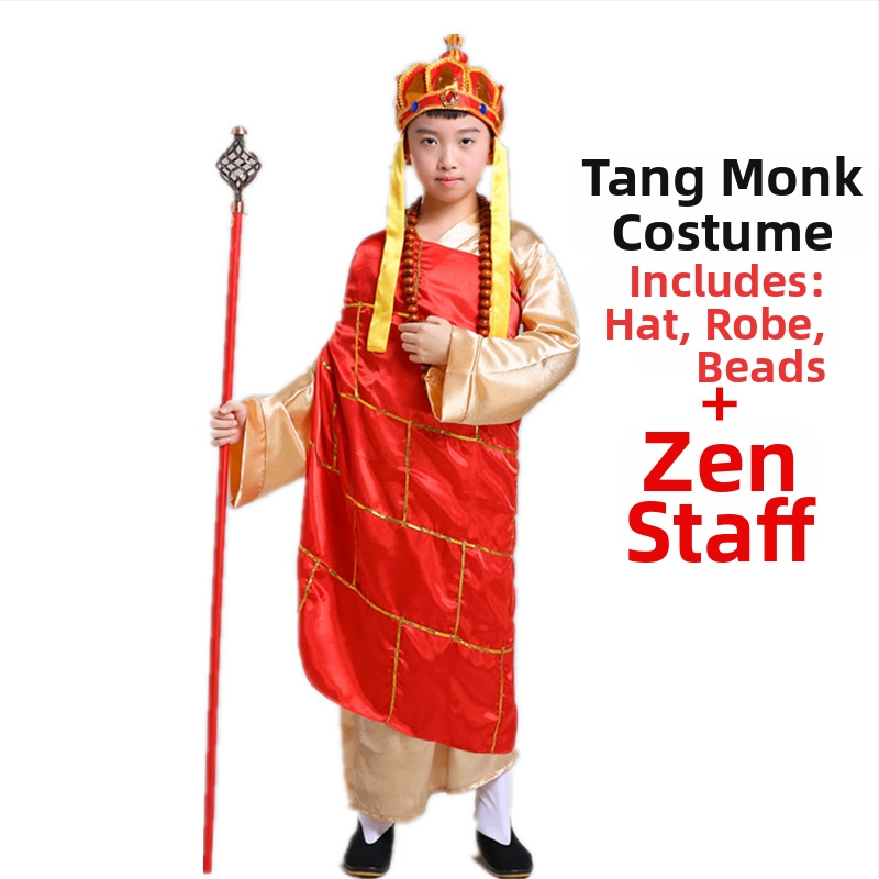Sada kostýmov pre rolu: Tang Seng, Sun Wukong, Zhu Bajie, Sha Seng; polyester; vhodné pre rolové hranie v animáciách; pre deti do 17 rokov