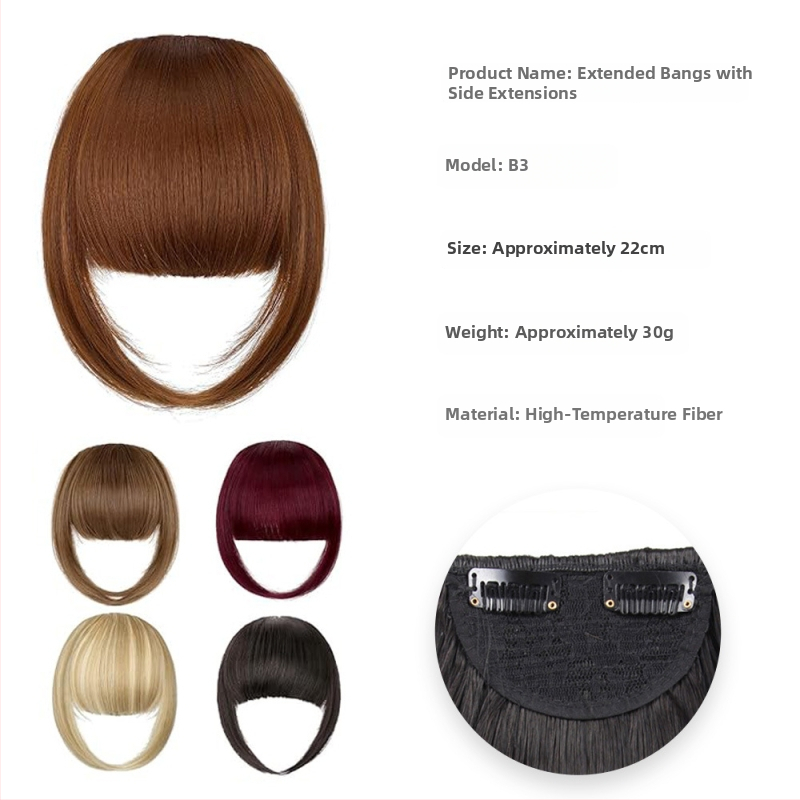 Перука с права челка, с едно парче дизайн, с странични коси, влакна с висока топлинна устойчивост, модел Gs-b3