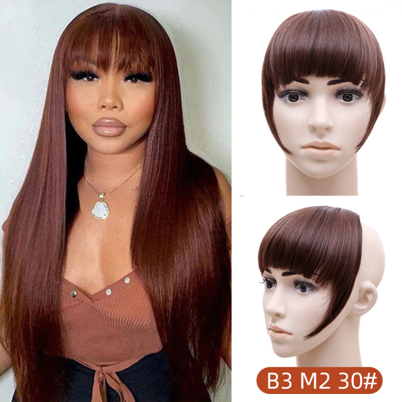 Перука с права челка, с едно парче дизайн, с странични коси, влакна с висока топлинна устойчивост, модел Gs-b3