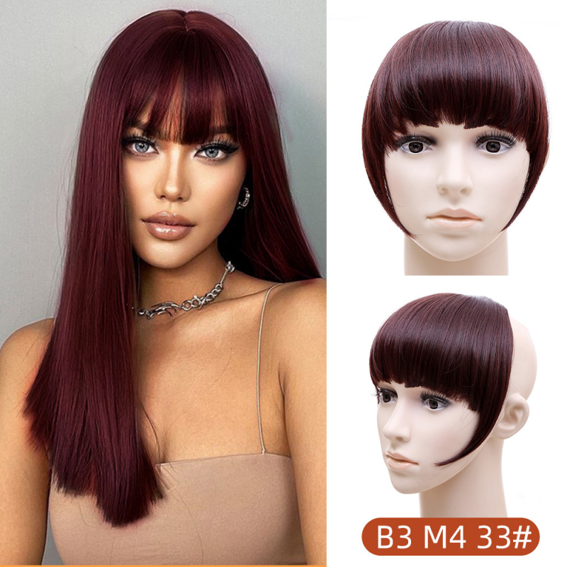 Перука с права челка, с едно парче дизайн, с странични коси, влакна с висока топлинна устойчивост, модел Gs-b3