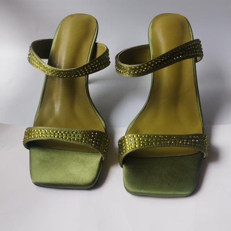 Pantofi dama cu cristale, cataramă, vârf ascuțit, toc tip pană 3–6 cm, partea superioară din piele naturală + plasă