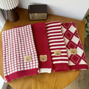 Χειμερινός πλεκτός σάλι για παιδιά - Κορεατικό καρώ σχέδιο, παιδικό σάλι (Warp knitting · Jacquard · Acrylic fiber >96% · Winter)