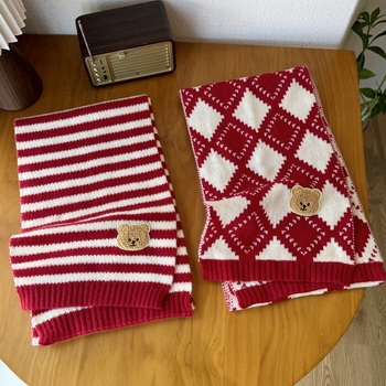 Χειμερινός πλεκτός σάλι για παιδιά - Κορεατικό καρώ σχέδιο, παιδικό σάλι (Warp knitting · Jacquard · Acrylic fiber >96% · Winter)