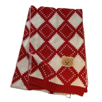 Χειμερινός πλεκτός σάλι για παιδιά - Κορεατικό καρώ σχέδιο, παιδικό σάλι (Warp knitting · Jacquard · Acrylic fiber >96% · Winter)