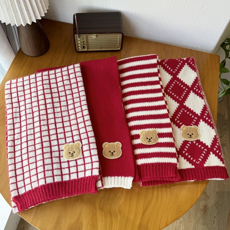 Χειμερινός πλεκτός σάλι για παιδιά - Κορεατικό καρώ σχέδιο, παιδικό σάλι (Warp knitting · Jacquard · Acrylic fiber >96% · Winter)