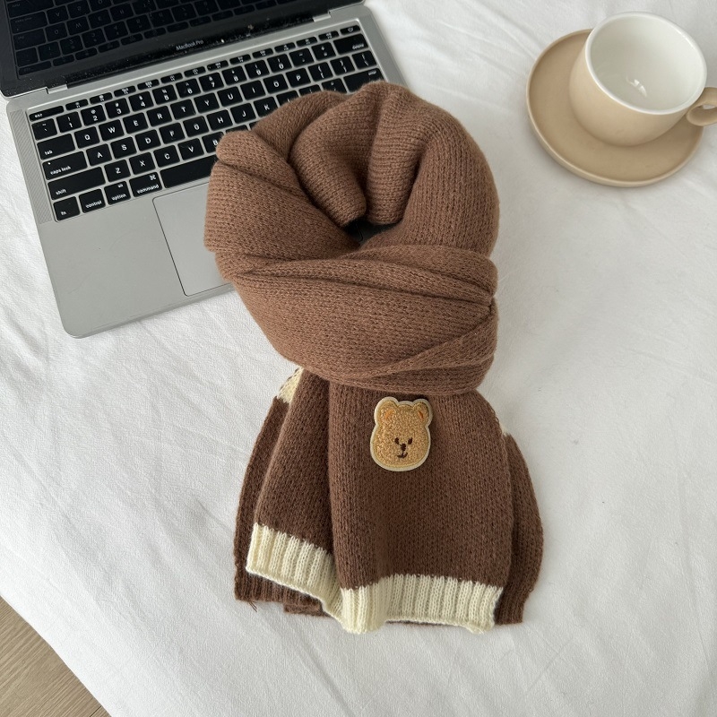 Χειμερινός πλεκτός σάλι για παιδιά - Κορεατικό καρώ σχέδιο, παιδικό σάλι (Warp knitting · Jacquard · Acrylic fiber >96% · Winter)