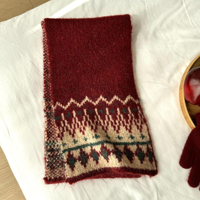 Χειμερινός πλεκτός σάλι για παιδιά - Κορεατικό καρώ σχέδιο, παιδικό σάλι (Warp knitting · Jacquard · Acrylic fiber >96% · Winter)