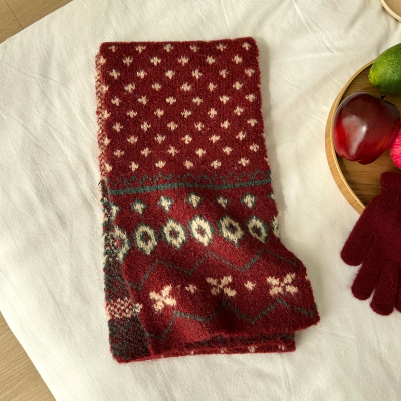 Χειμερινός πλεκτός σάλι για παιδιά - Κορεατικό καρώ σχέδιο, παιδικό σάλι (Warp knitting · Jacquard · Acrylic fiber >96% · Winter)