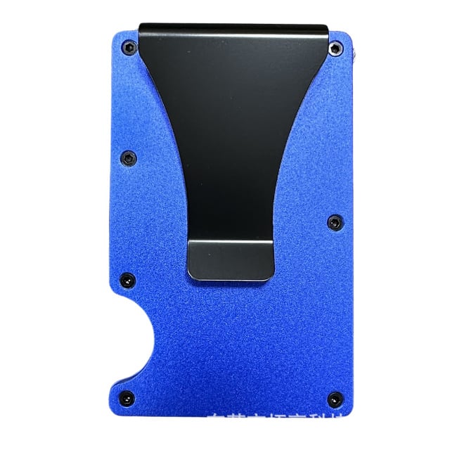 Portofel pentru carduri ultra-subțire din aliaj de aluminiu, cu protecție RFID și clip pentru bani