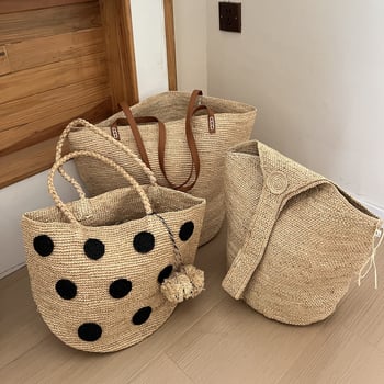 Taška zo rafie trávy, vzhľad koša, vnútorné vrecko, jar 2025 uvedenie, na každodenné použitie