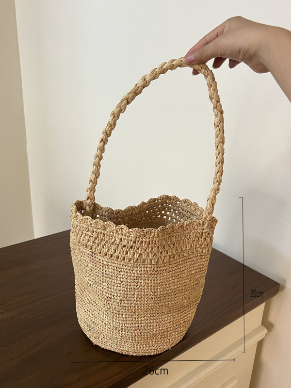 Taška zo rafie trávy, vzhľad koša, vnútorné vrecko, jar 2025 uvedenie, na každodenné použitie