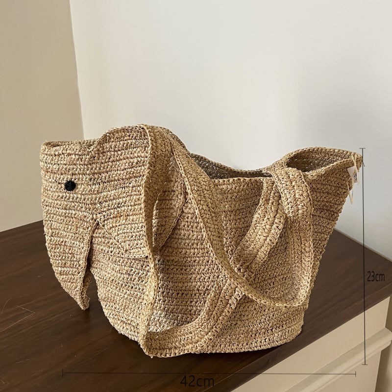 Taška zo rafie trávy, vzhľad koša, vnútorné vrecko, jar 2025 uvedenie, na každodenné použitie