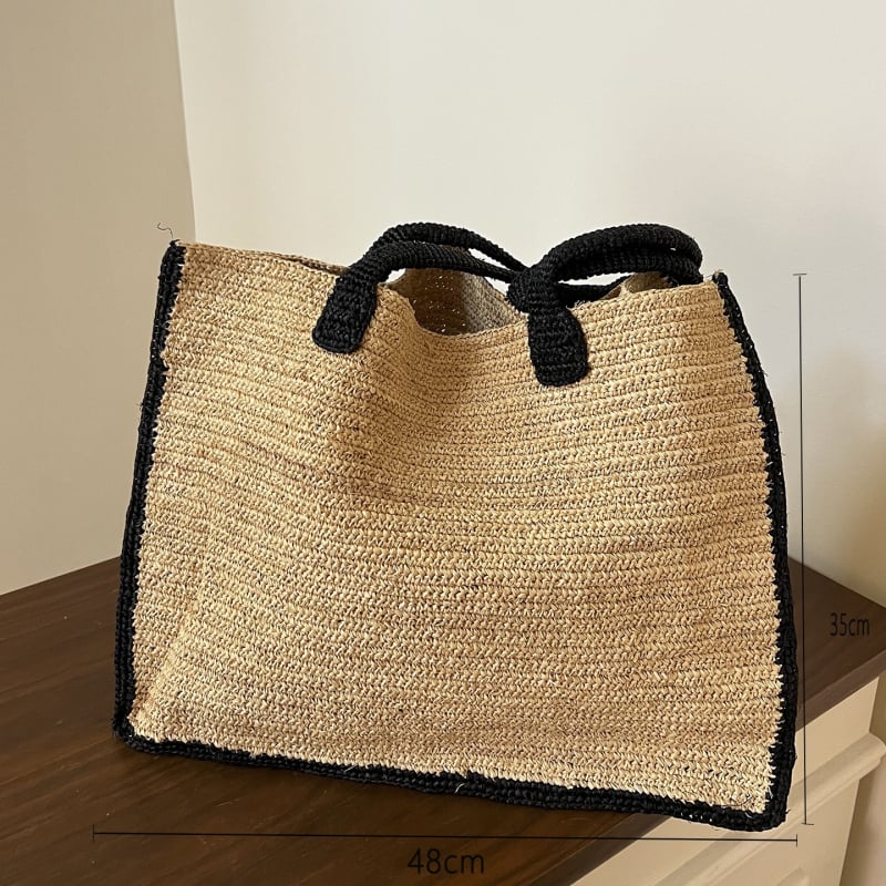 Taška zo rafie trávy, vzhľad koša, vnútorné vrecko, jar 2025 uvedenie, na každodenné použitie