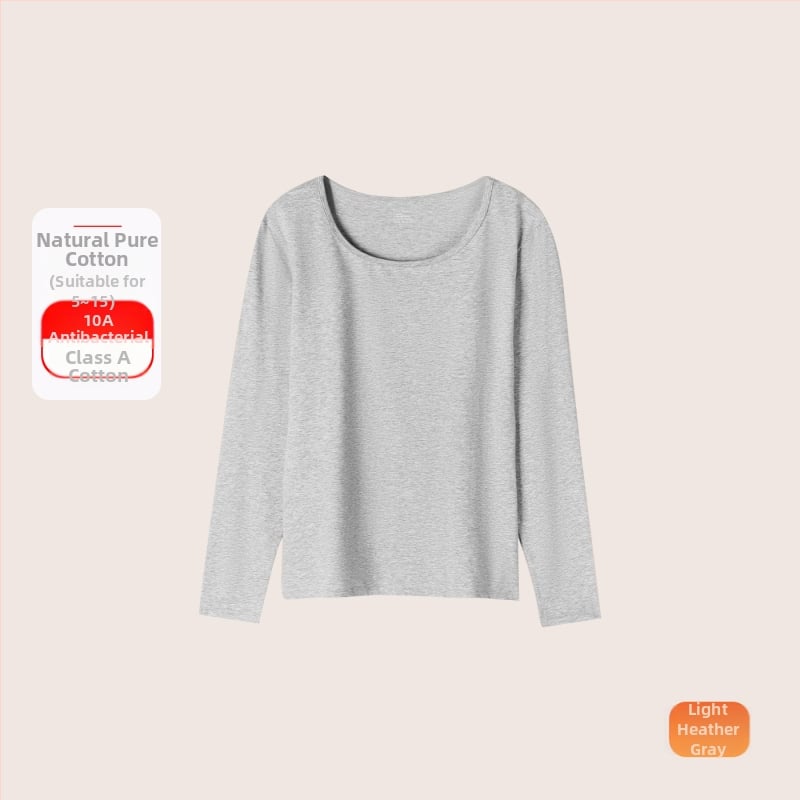 Set termic din bumbac pentru femei: țesătură subțire (121–140 g/m²), 95–100% bumbac, tricou cu mânecă lungă cu guler rotund și pantaloni asortați, strat de bază pentru purtare exterior