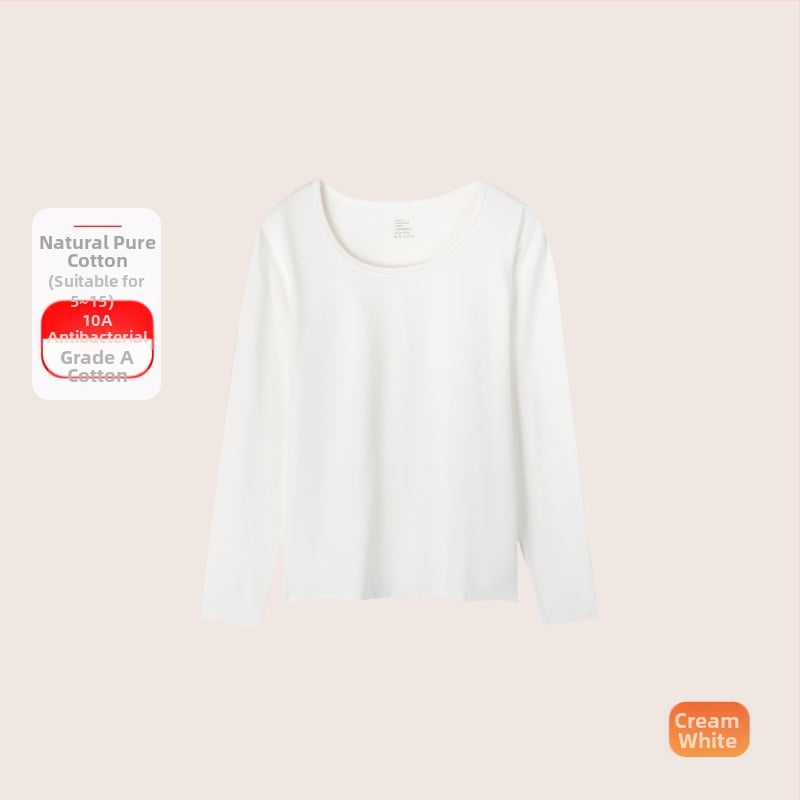 Set termic din bumbac pentru femei: țesătură subțire (121–140 g/m²), 95–100% bumbac, tricou cu mânecă lungă cu guler rotund și pantaloni asortați, strat de bază pentru purtare exterior