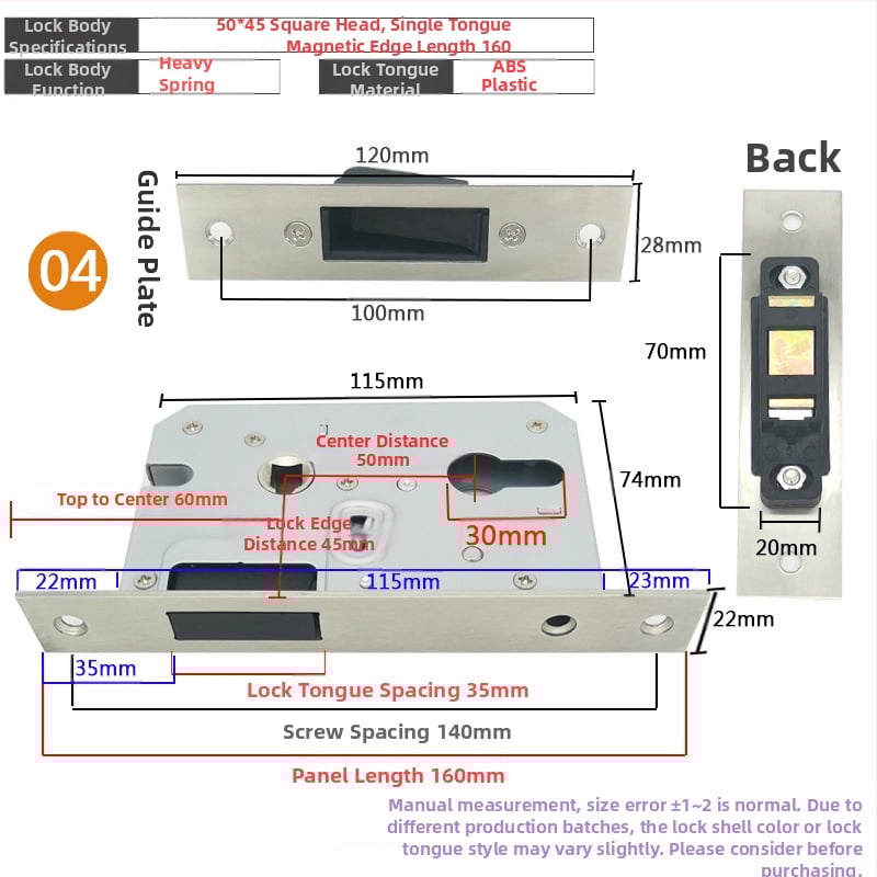 Zártest beltéri ajtóhoz | Modell 505872 Magnetic sorozat | Rozsdamentes acél panel | Modern minimalista stílus