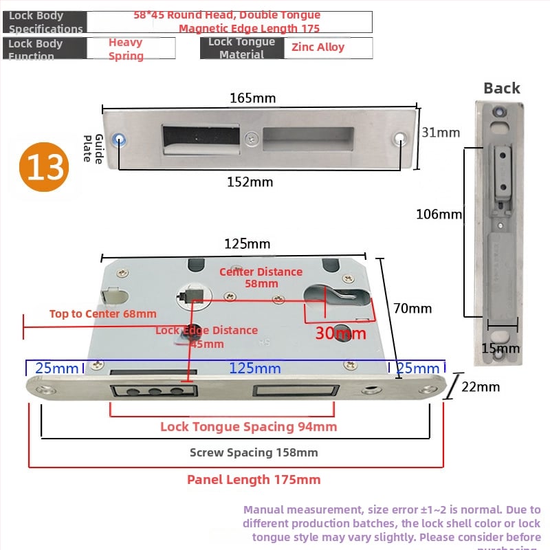 Zártest beltéri ajtóhoz | Modell 505872 Magnetic sorozat | Rozsdamentes acél panel | Modern minimalista stílus